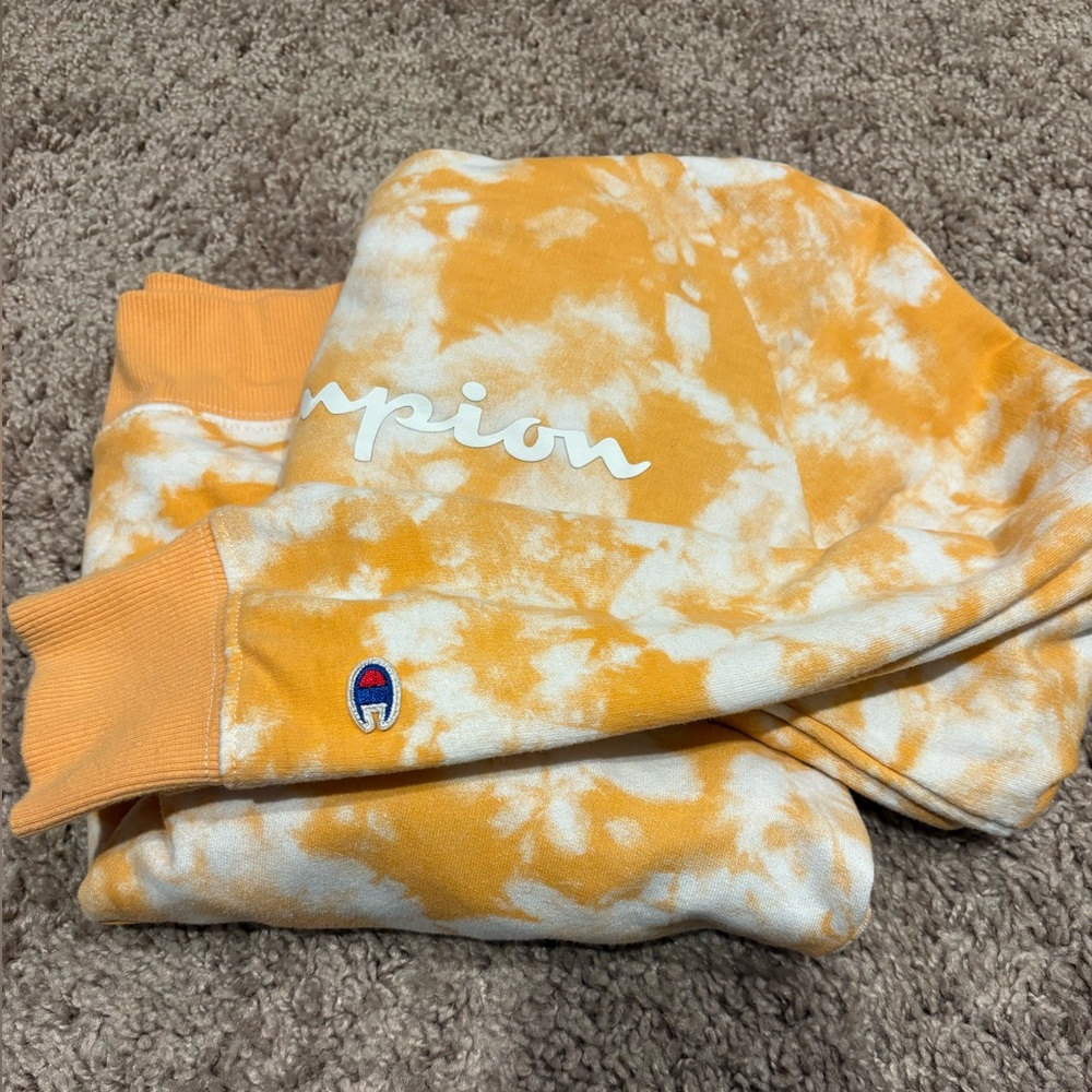 Champion Orange and White Tie-Dye Pullover